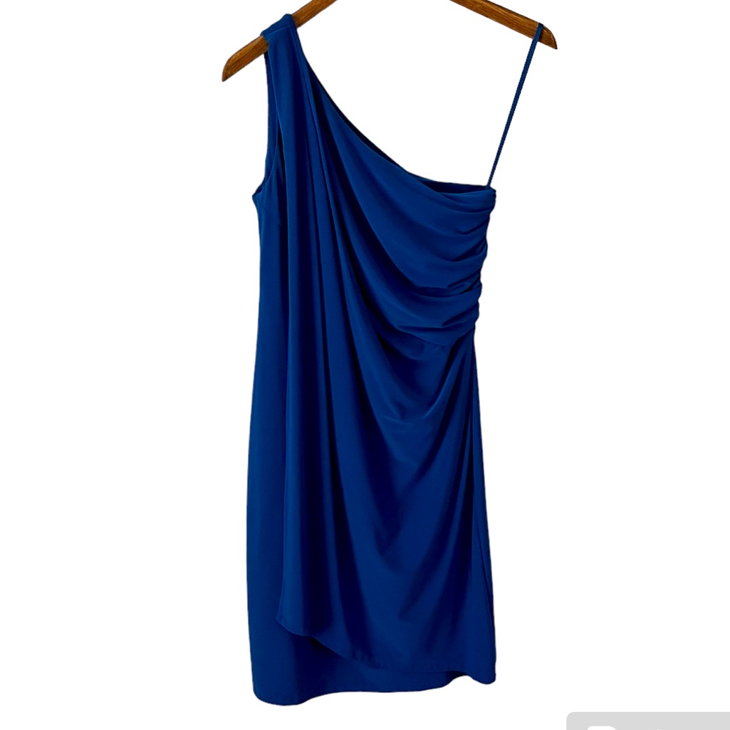 Ralph Lauren Cobalt Blue Asymmetrical One Shoulder Midi Evening Dress Size 6